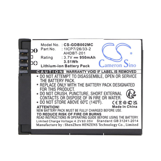 Батерия за камера GO PRO Hero 3; HERO 3 Plus  AHDBT-201  3,7V 950mAh LIIon Cameron Sino