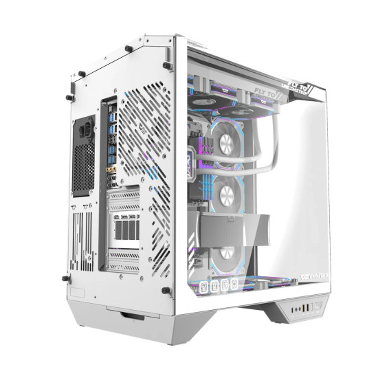 Darkflash кутия Case ATX - DY470 Ice White - 4 x 120 mm Infinity Mirror Fans