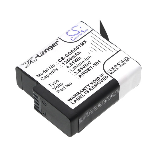 Camera Battery for GOPRO Hero 5; Hero 6; Hero 7; Hero 8   AHDBT-501  3,85V 1250mAh   LIIon Cameron Sino