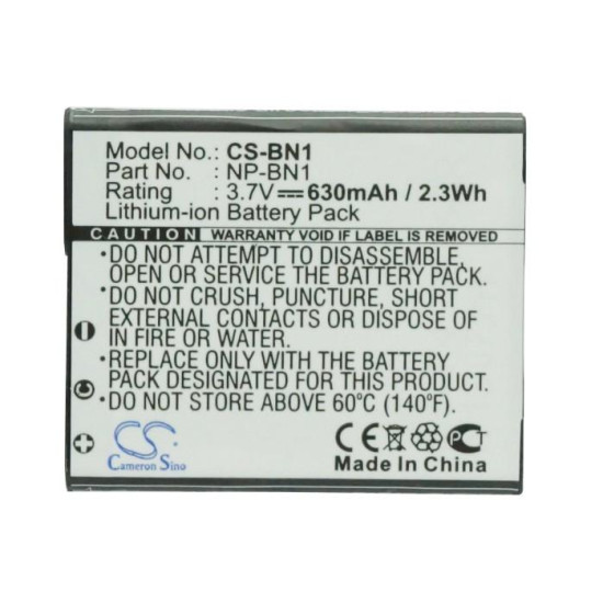 Camera Battery for SONY  NP BN1  LiIon 3.7V 630mAh Cameron Sino