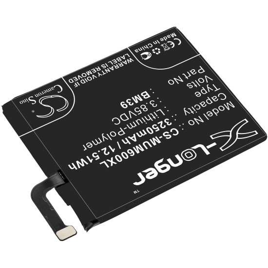 Mobile battery XIAOMI Mi6 BM39 3,85V 3250mAh LiPo CAMERON SINO Mobile battery XIAOMI Mi6 BM39 3,85V 3250mAh LiPo CAMERON SINO