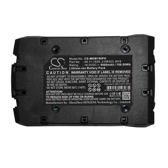 Battery for power tools Milwaukee 0880-20 2601 2198323  LIIon 18V 6000mA Cameron Sino