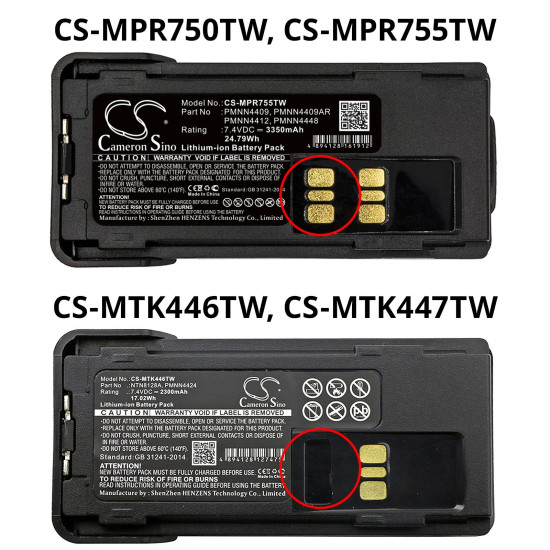 Camera Battery for Two-Way Radio  Motorola APX2000, DP2400, XPR 7350  Liion  7,4V 3350mA Cameron Sino