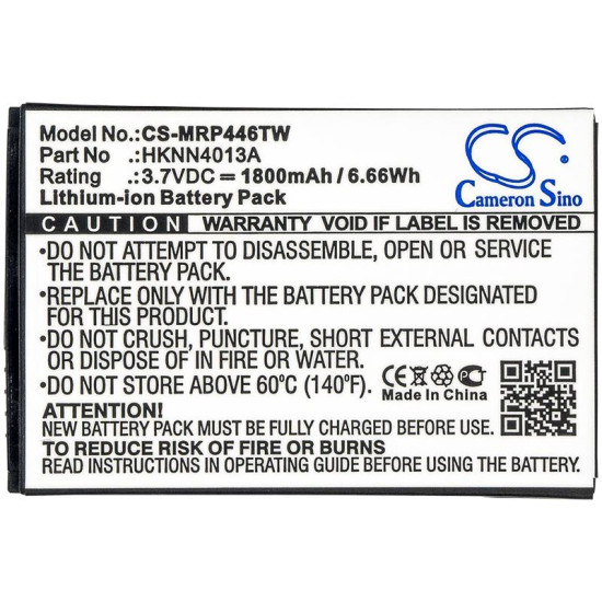 Camera Battery for Two-Way Radio  Motorola CLP1010, CLP1040, CLP1060, SL7500  LiIon  3,7V 1800mA Cameron Sino