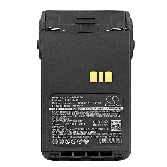 Camera Battery for Two-Way Radio  Motorola DP3000e, DP3441e, XiR P8600 PMNN4440 Liion  7,4V 1600mA Cameron Sino