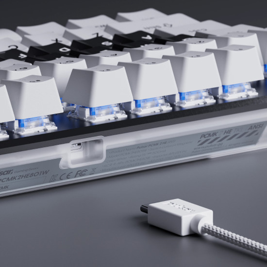Pulsar професионална геймърска механична клавиатура Professional Gaming Mechanical Keyboard PCMK 2 HE TKL ANSI White - 8K, Gateron Magnetic Switches [Linear]