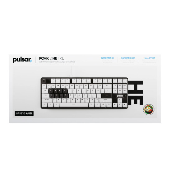 Pulsar професионална геймърска механична клавиатура Professional Gaming Mechanical Keyboard PCMK 2 HE TKL ANSI White - 8K, Gateron Magnetic Switches [Linear]