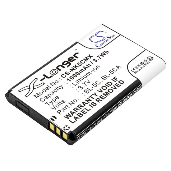 Mobile battery CAMERON SINO BL-5C, for Nokia 105 2700 3110 5130 6230 E50, 3.7V, 1000mAh