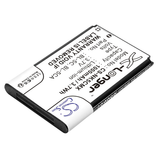 Mobile battery CAMERON SINO BL-5C, for Nokia 105 2700 3110 5130 6230 E50, 3.7V, 1000mAh