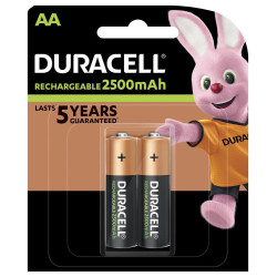 Акумулаторна батерия DURACELL R6 AA, 2500mAh NiMH, 1.2V, 2 бр. в опаковка