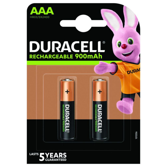 Rechargeable battery DURACELL R03 AAA, 900mAh NiMH, 1.2V, 2 pcs. pack 1.5V