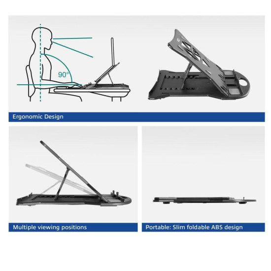 Foldable lightweight laptop stand ACT AC8150, 7 positions, Black Foldable lightweight laptop stand ACT AC8150, 7 positions, Black