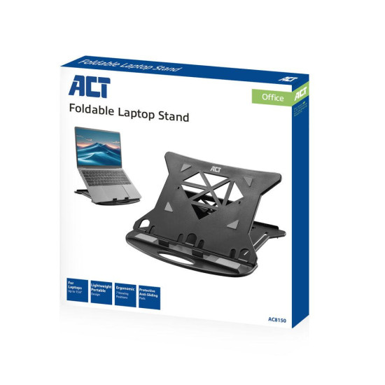 Foldable lightweight laptop stand ACT AC8150, 7 positions, Black Foldable lightweight laptop stand ACT AC8150, 7 positions, Black