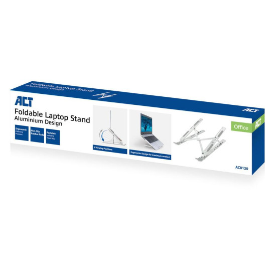 Foldable aluminum laptop stand ACT AC8120, 6 positions
