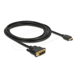 Кабел Delock HDMI мъжко - DVI-D 18+1 (Single Link )мъжко, 2м, двупосочен, black