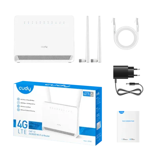 Wireless router Cudy LT15E WiFI6, 4G LTE, AX3000, 4x 10/100/1000, 6 antennas
