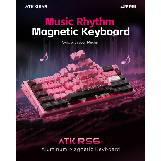 ATK професионална геймърска механична клавиатура Professional Gaming Mechanical Keyboard RS6 Ultra - 8K, Gateron Jade Gaming [Linear] - Sakura Warrior