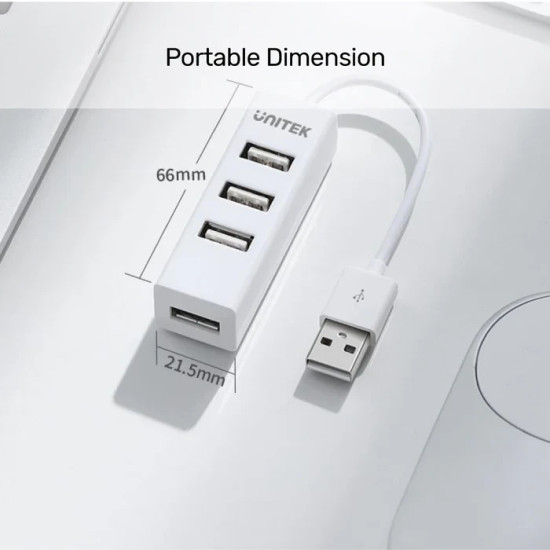 Unitek хъб USB 2.0 HUB 4 port White - Y-2146