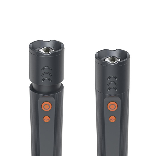 Hama “FLX1200-C” LED Torch, Rechargeable, Shockproof, Alu, 4 Modes + SOS, Zoom