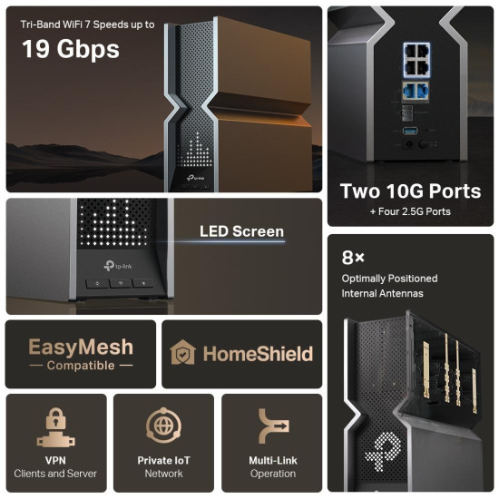 Wireless Router TP-Link Archer BE800 Tri-Band Wi-Fi 7