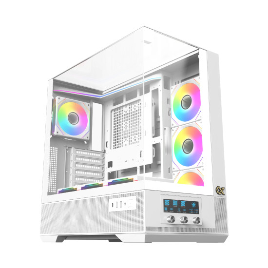 Xigmatek кутия Case EATX - Vision Arctic - 7 ARGB Fans, LCD Display Panel, Smart Fan Control