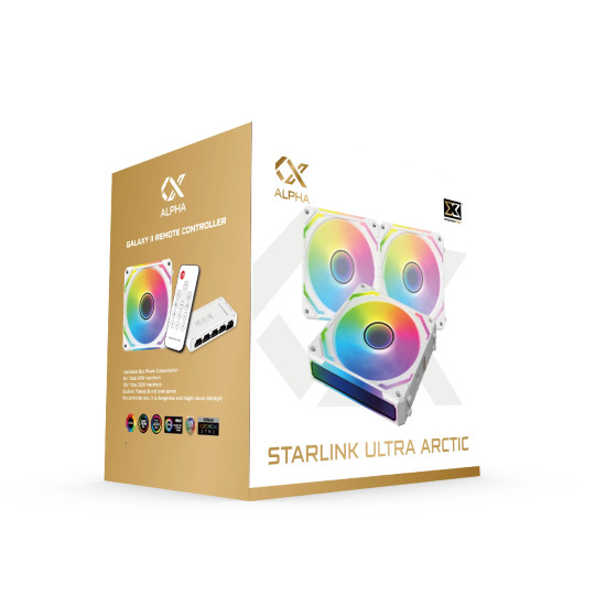 Xigmatek Комплект вентилатори Fan Pack 3-in-1 3x120mm - Starlink Ultra Arctic - Infinity Mirror, A-RGB