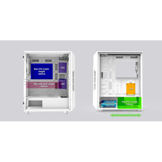 Zalman кутия Case ATX - i3 NEO ARGB White - Mesh, aRGB, Tempered Glass