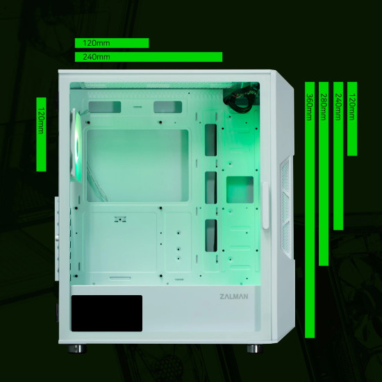 Zalman кутия Case ATX - i3 NEO ARGB White - Mesh, aRGB, Tempered Glass