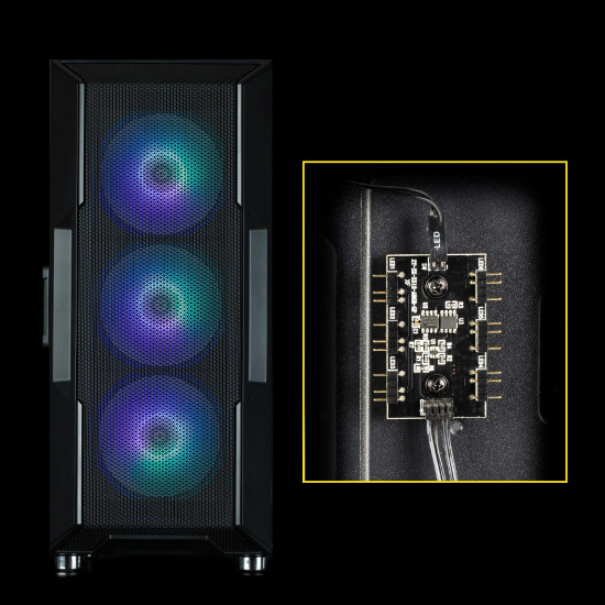 Zalman кутия Case ATX - i3 NEO ARGB Black - Mesh, aRGB, Tempered Glass