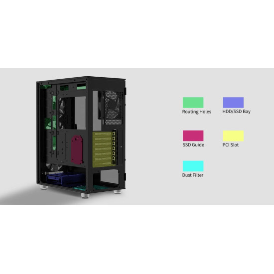 Zalman кутия Case ATX - i3 NEO ARGB Black - Mesh, aRGB, Tempered Glass