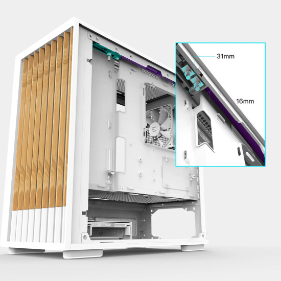 Zalman кутия Case mATX - P10 NAMU WHITE - Wood, USB-C