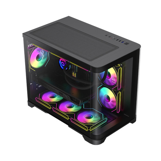Gamemax кутия Case mATX - HYPE-M Black - 3 x 120 mm Addressable RGB fans