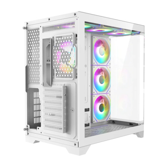 Gamemax кутия Case ATX - HYPE-A White - 4 x 120 mm Addressable RGB fans