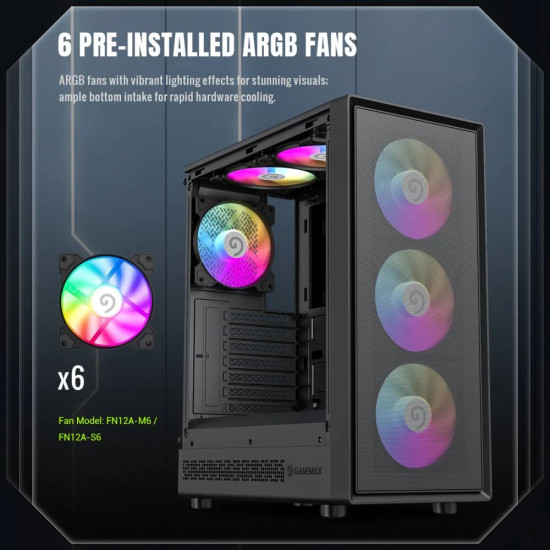 Gamemax кутия Case ATX - Storm 2 AB - 6 x 120 mm Addressable RGB fans Gamemax кутия Case ATX - Storm 2 AB - 6 x 120 mm Addressable RGB fans
