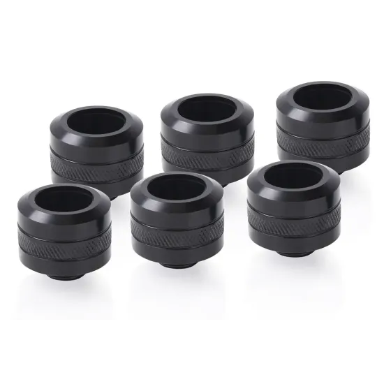 Compression fitting Alphacool Eiszapfen PRO 16mm HardTube Fitting G1/4 - Deep Black (6 pcs)