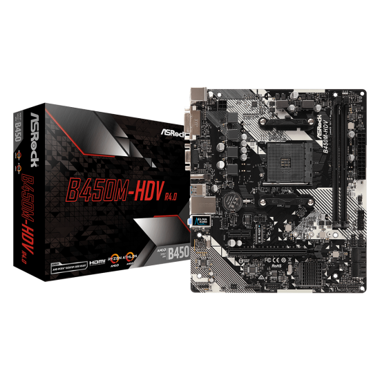 ASROCK B450 2xDDR4  4xSATA3  RAID HDMI DVI VGA 1xM2 GLAN        1xPCIEx16 1xPCIEx1