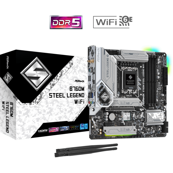 ASROCK B760 4xDDR5  4xSATA3  RAID HDMI DP            3xM2 GLAN        2xPCIEx16          WiFI