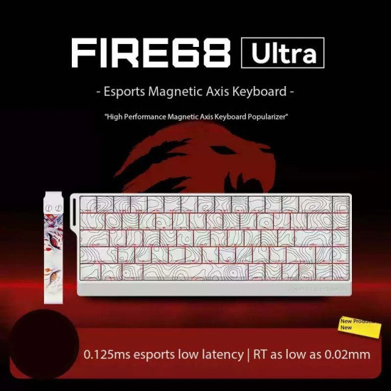 Madlions професионална геймърска механична клавиатура Professional Gaming Mechanical Keyboard FIRE 68 ULTRA - 8K, Gateron Magnetic Jade Switches - White Counto