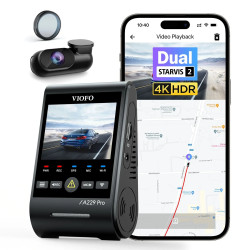 VIOFO Видеорегистратор Dash Cam A229 Pro 2 Channel - 4K, HDR, Dual Sony STARVIS 2, GPS, Bluetooth