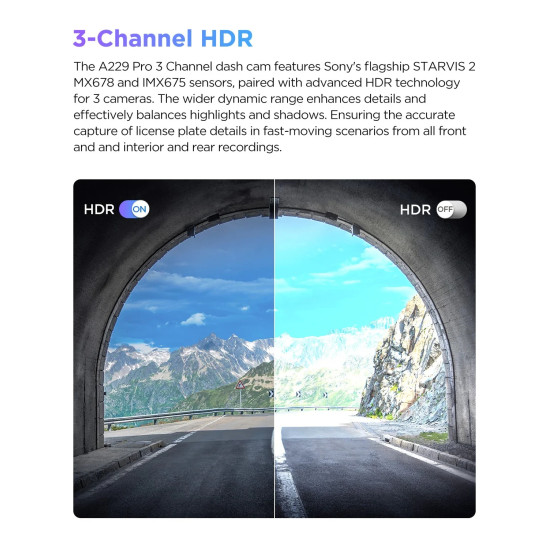 VIOFO Видеорегистратор Dash Cam A229 Pro 3 Channel - 4K, HDR, Dual Sony STARVIS 2, GPS, Bluetooth