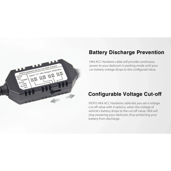VIOFO Монтажен комплект Hardwire Kit - HK4 Type-C - Low Voltage Battery Protection