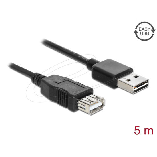 Delock Extension cable EASY-USB 2.0 Type-A male > USB 2.0 Type-A female black 5 m