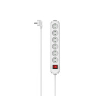 Hama Power Strip, 6-Way, 90° Rotated, Switch, Wall Mounting, 2 m, white