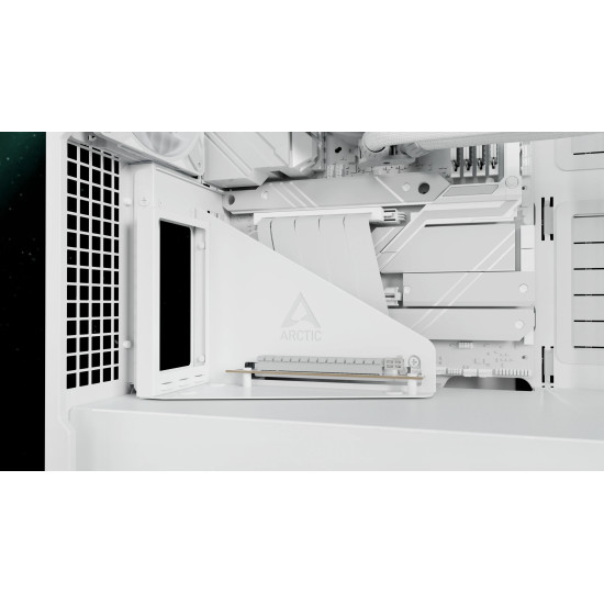 Arctic кутия Case E-ATX - Xtender VG (White) - PCIe Gen 4 riser included, 5 A-RGB Fans included