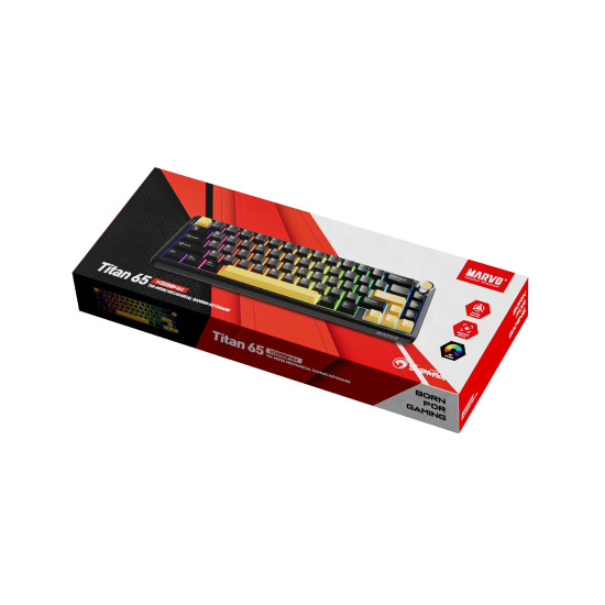 Marvo безжична механична геймърска клавиатура Wireless Gaming Mechanical keyboard Titan 65 - KG984W Black - Banana Crystal [Linear]