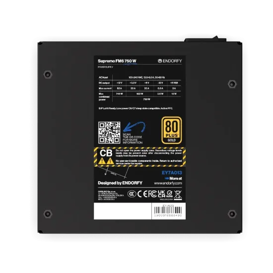 Захранващ блок Endorfy Supremo FM6 750W 80+ Gold, PCIe 5.1 - Fully Modular Захранващ блок Endorfy Supremo FM6 750W 80+ Gold, PCIe 5.1 - Fully Modular