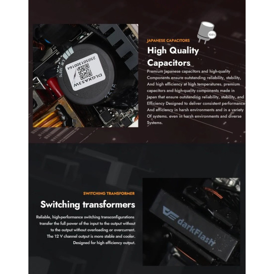 Darkflash захранване PSU ATX 3.1 1050W Gold, Full Modular, PCIe 5.1 - PMT1050 A3