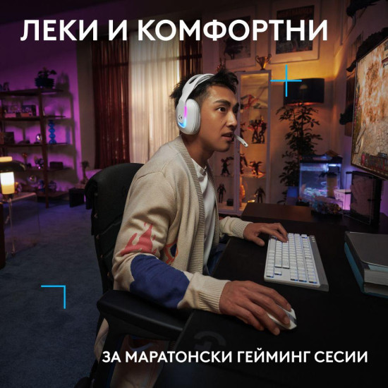 Gaming Earphone Logitech G522 Lightspeed Wireless RGB, Microphone, White