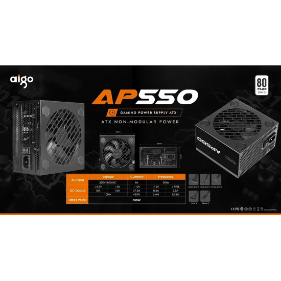 Aigo захранващ блок PSU 550W - AP550 - 80 Plus White