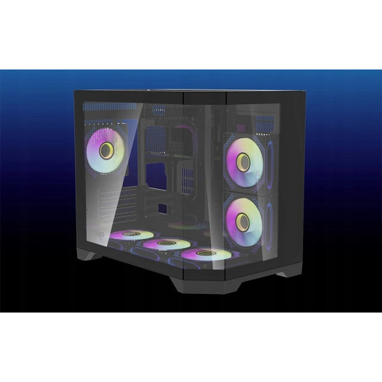 Aigo кутия Case mATX - FT418 Black - 6 x 120 mm A-RGB fans included